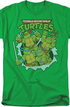 Vintage Green Group Photo Teenage Mutant Ninja Turtles T-Shirt