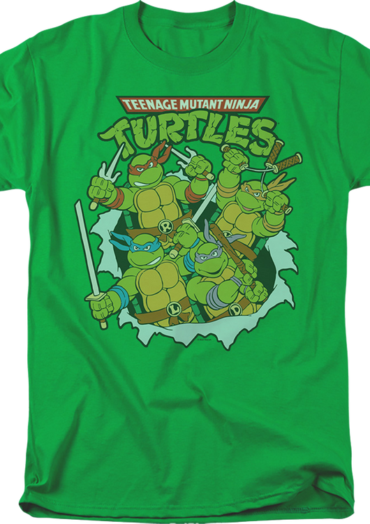 Vintage Green Group Photo Teenage Mutant Ninja Turtles T-Shirt - main product image