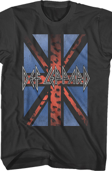 Vintage Leopard Print Flag Def Leppard T-Shirt