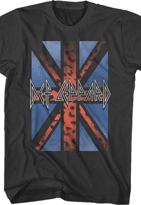 Vintage Leopard Print Flag Def Leppard T-Shirt