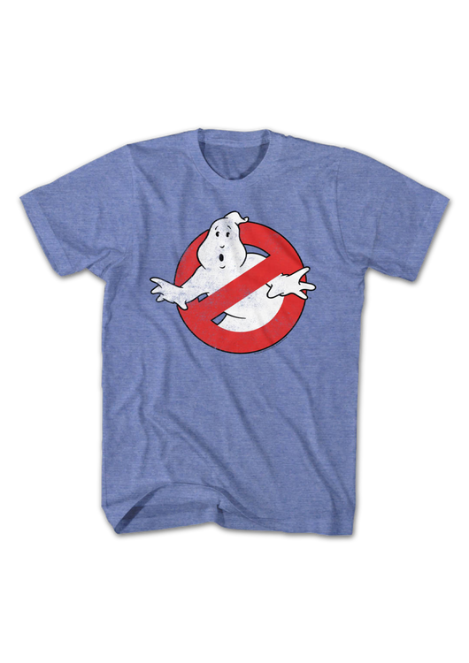 Light Blue Heather Vintage Logo Real Ghostbusters T-Shirt - main product image