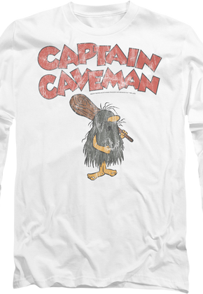 Vintage White Captain Caveman Long Sleeve Shirt