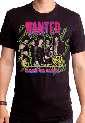 Wanted Dead Or Alive Neon Bon Jovi T-Shirt