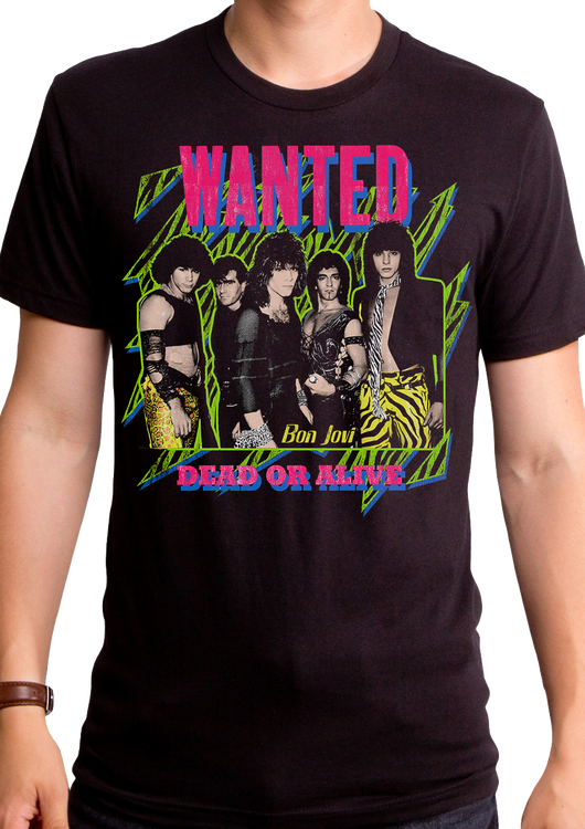 Wanted Dead Or Alive Neon Bon Jovi T-Shirt - main product image