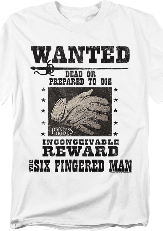 Six Fingered Man Wanted Poster Princess Bride T-Shirt - main product image