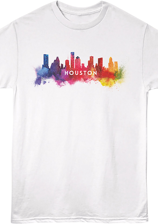 Watercolor Cityscape Houston Texas T-Shirt - main product image