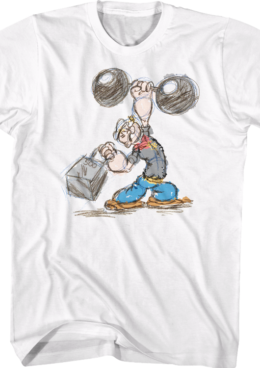 Weightlifting Sketch Popeye T-Shirt - main product image
