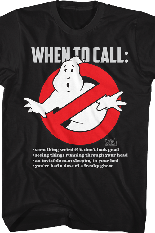 When To Call Ghostbusters T-Shirtmain product image