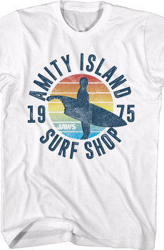 White Amity Island Surf Shop Jaws T-Shirt