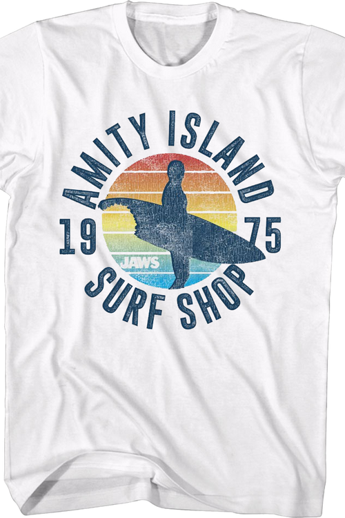 White Amity Island Surf Shop Jaws T-Shirt - main product image