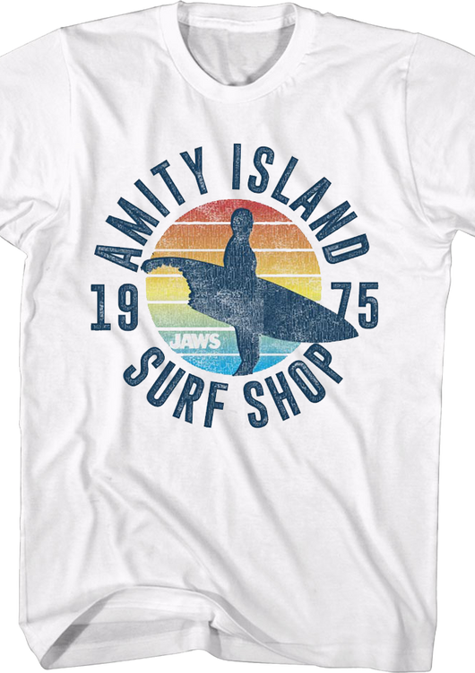 White Amity Island Surf Shop Jaws T-Shirt - main product image