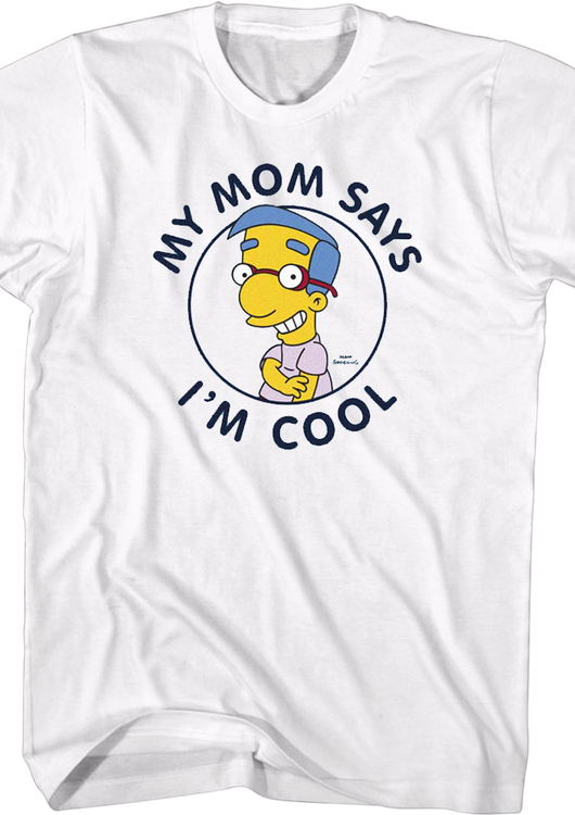 White My Mom Says I'm Cool Simpsons T-Shirt - main product image