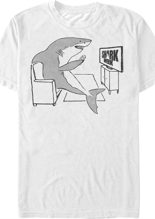 White Watching Shark Week T-Shirt - main product image