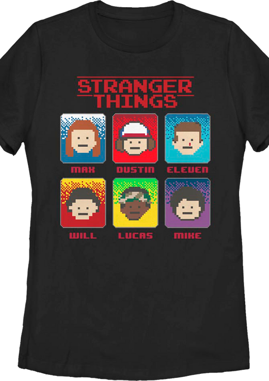 Womens 8-Bit Characters Stranger Things Shirt - main product image