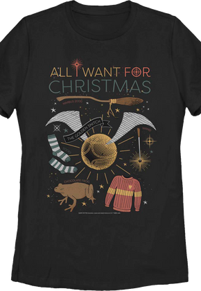Womens All I Want For Christmas Harry Potter Shirt
