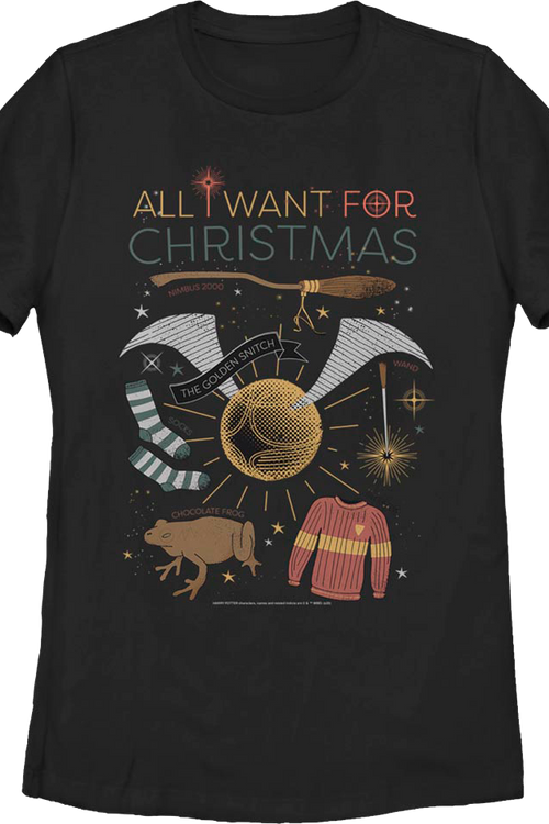 Womens All I Want For Christmas Harry Potter Shirtmain product image