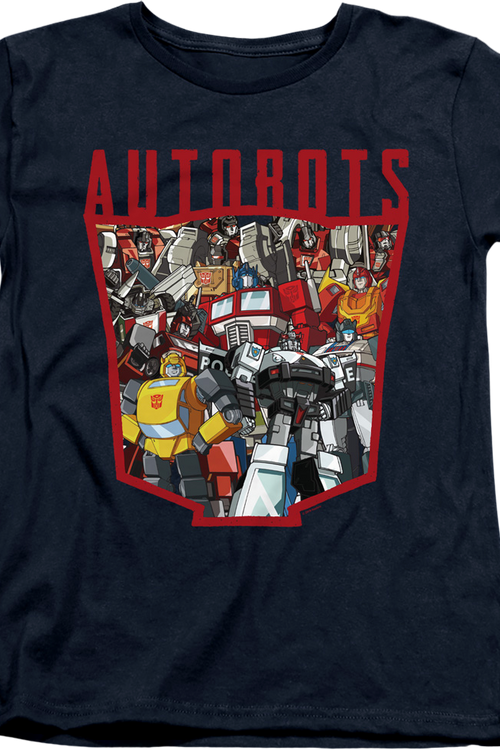 Womens Autobots Logo Collage Transformers Shirt - main product image
