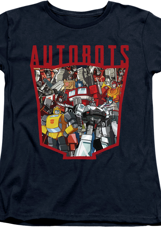 Womens Autobots Logo Collage Transformers Shirt - main product image