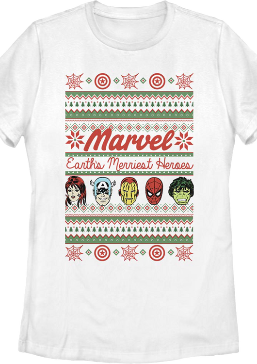 Womens Avengers Earth's Merriest Heroes Marvel Comics Shirt - main product image