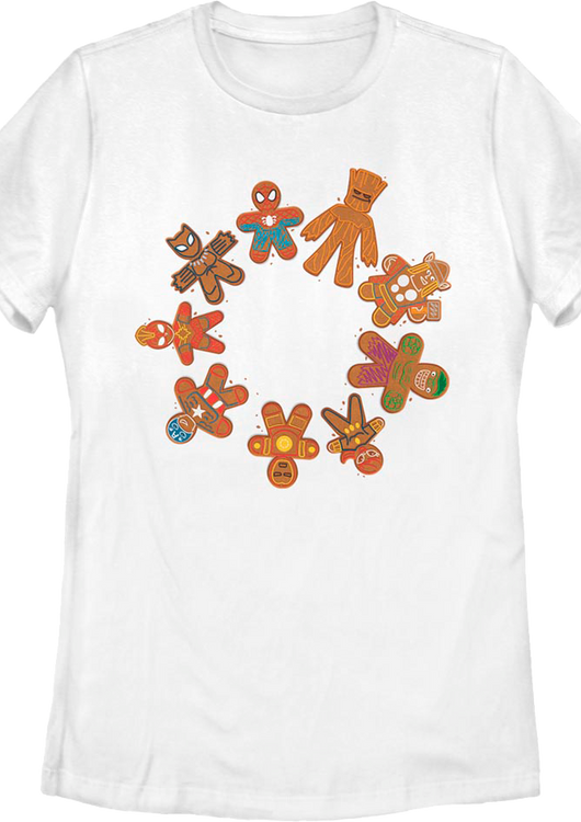 Womens Avengers Gingerbread Cookies Marvel Comics Shirt - main product image