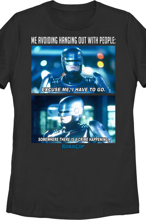 Womens Avoiding Hanging Out With People Robocop Shirtmain product image