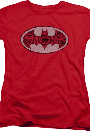 Womens Batman Red Rose Logo DC Comics Shirt