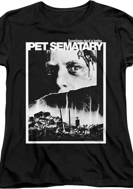 Womens Black and White Poster Pet Sematary Shirt - main product image