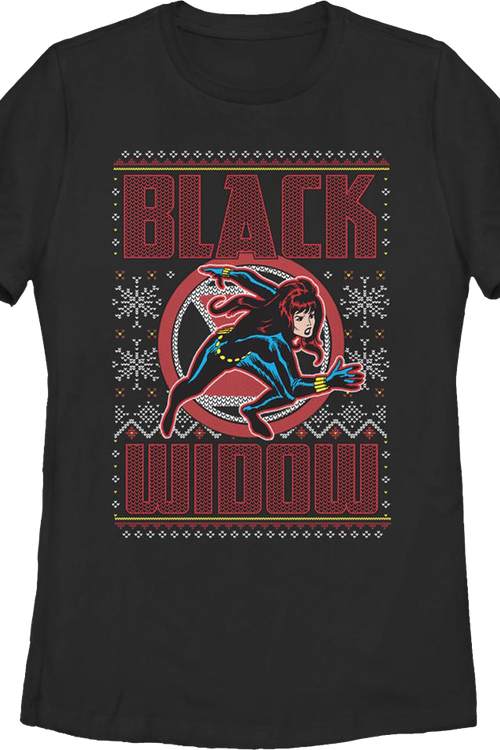 Womens Black Widow Faux Ugly Christmas Sweater Marvel Comics Shirtmain product image