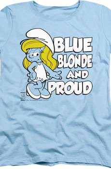 Womens Blue Blonde And Proud Smurfs Shirt