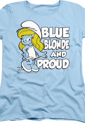 Womens Blue Blonde And Proud Smurfs Shirt