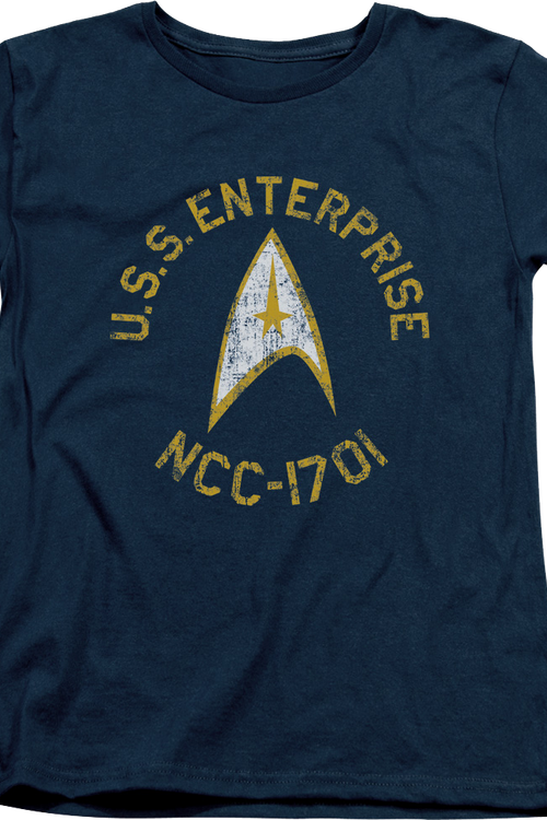 Womens Blue Distressed USS Enterprise Star Trek Shirtmain product image