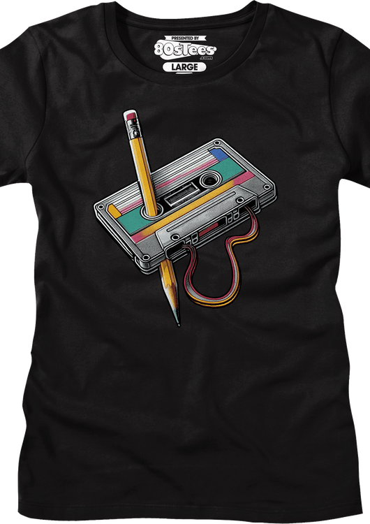 Womens Cassette Tape Rewind Shirt - main product image