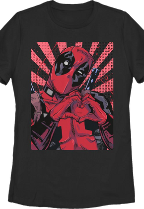 Womens Deadpool Heart Hands Marvel Comics Shirt