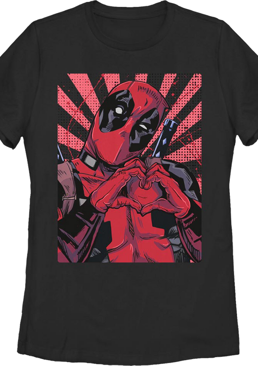Womens Deadpool Heart Hands Marvel Comics Shirt - main product image
