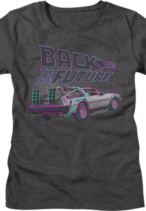 Womens DeLorean Neon Outline Back To The Future Shirt