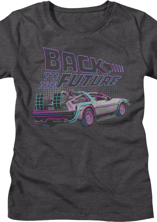 Womens DeLorean Neon Outline Back To The Future Shirt - main product image