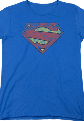 Womens Distressed Logo Superman Shirt