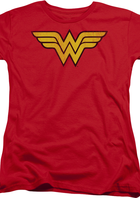 Womens Distressed Logo Wonder Woman Shirt - main product image