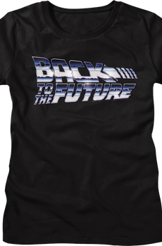 Womens Faux Chrome Logo Back To The Future Shirt