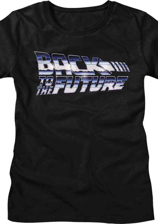 Womens Faux Chrome Logo Back To The Future Shirt - main product image