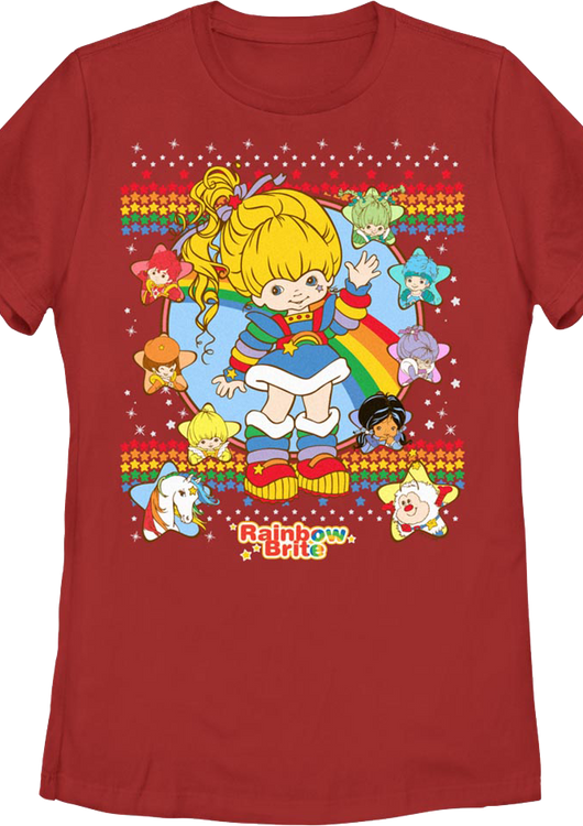 Womens Red Faux Ugly Sweater Rainbow Brite Shirt - main product image