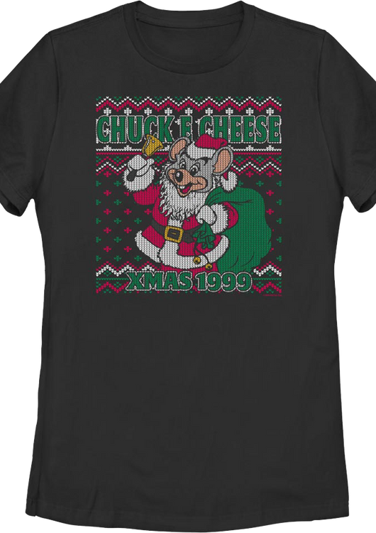 Womens Faux Ugly Xmas 1999 Sweater Chuck E. Cheese Shirt - main product image