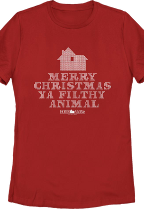 Womens Filthy Animal Faux Ugly Knit Christmas Sweater Home Alone Shirt