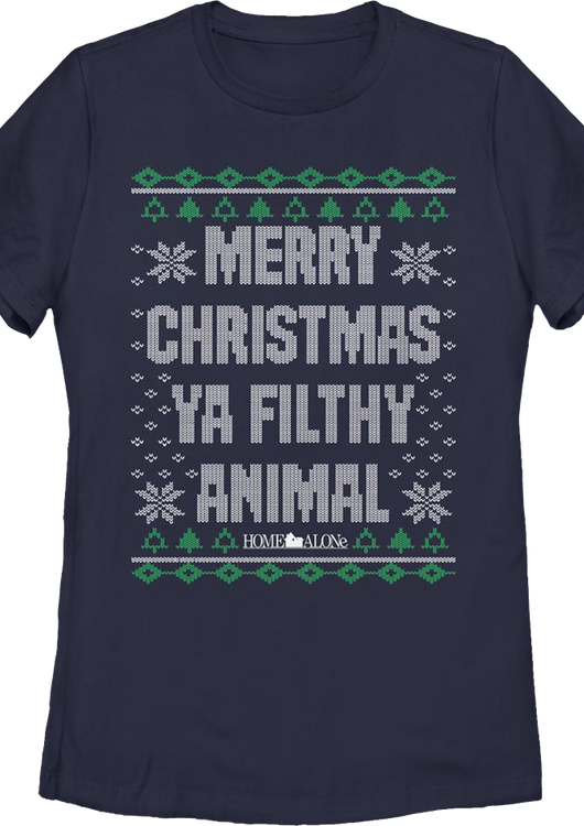 Womens Filthy Animal Faux Ugly Sweater Home Alone Shirt - main product image