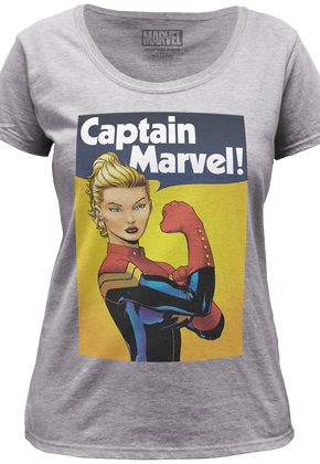 Womens Flexing Captain Marvel Scoopneck Shirt