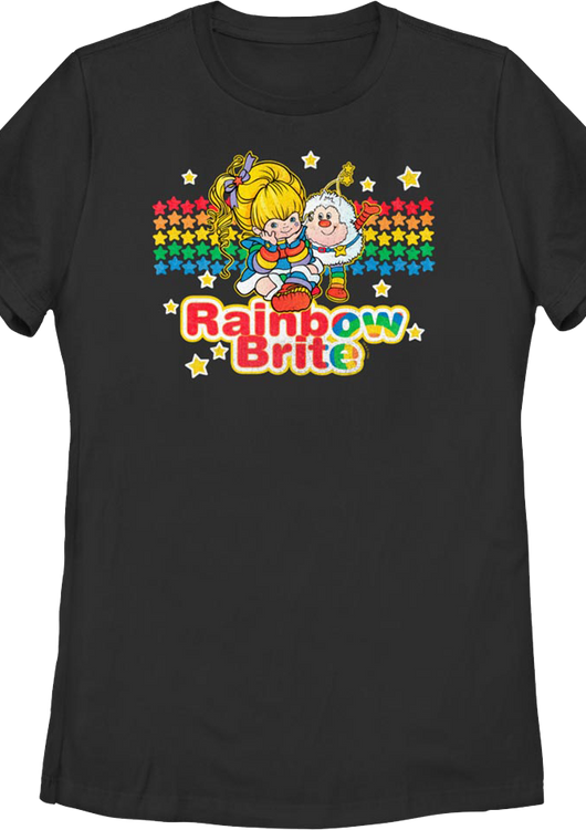 Womens Black Friends Forever Rainbow Brite Shirt - main product image