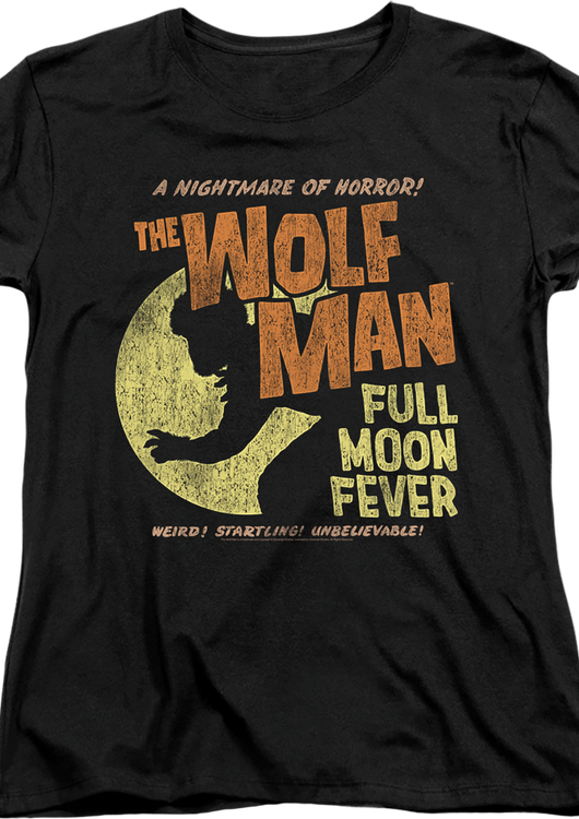 Womens Full Moon Fever Wolf Man Shirt - main product image
