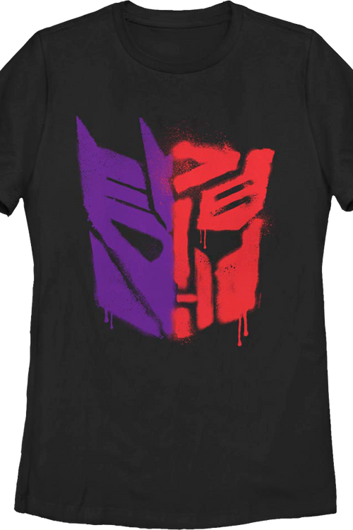 Womens Graffiti Split Logos Transformers Shirtmain product image