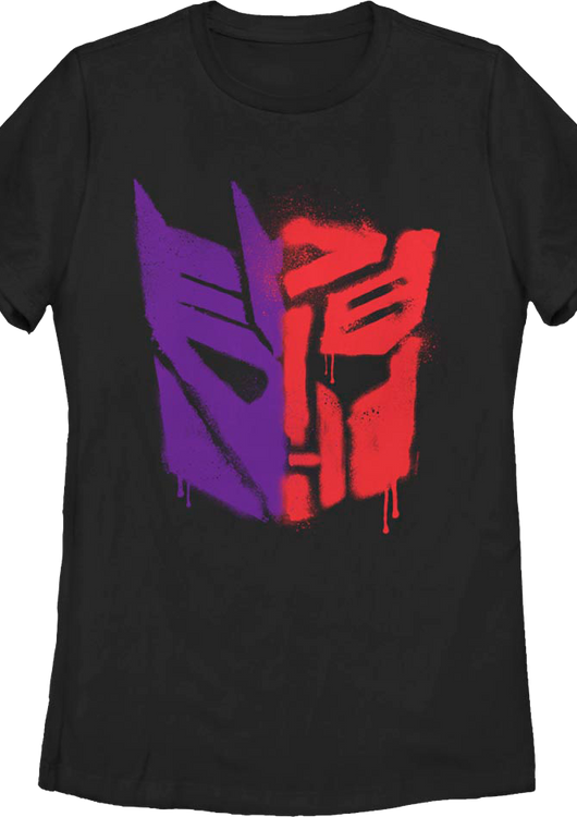 Womens Graffiti Split Logos Transformers Shirt - main product image