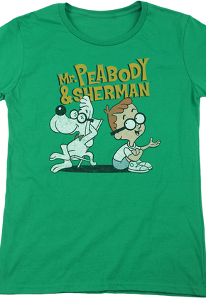 Womens Green Mr. Peabody and Sherman Shirt